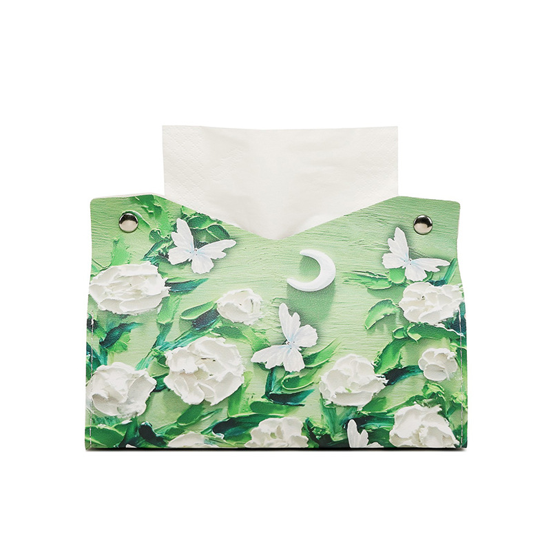 Pintura al óleo caja de pañuelos de estilo de lujo ligero sala de estar caja de dibujo de papel de almacenamiento restaurante inodoro red de alto valor caja de dibujo del mismo estilo