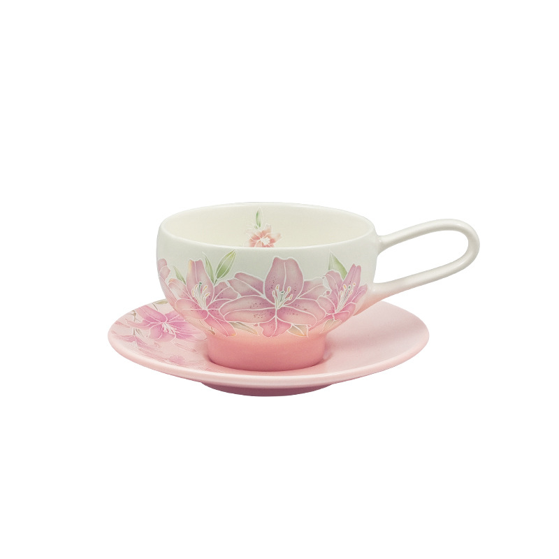 Taza de cerámica de Shangn taza de café lirio relieve damas domésticas taza de agua de gran capacidad taza de café pistil