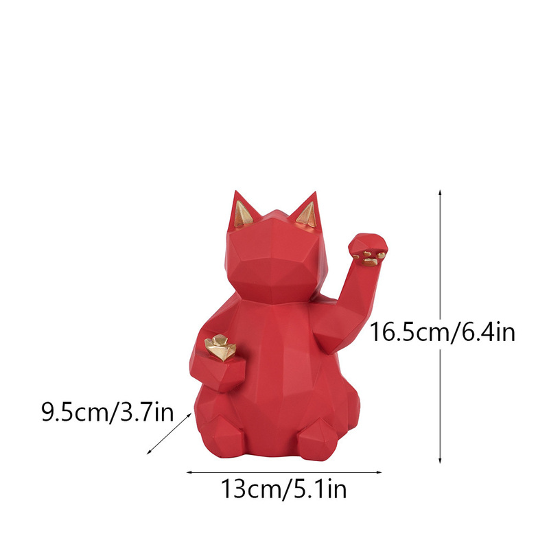 創造的な幾何学模様の招き猫樹脂製装飾品、店舗の風水、家庭のリビングルームのデスクトップ装飾工芸品|undefined