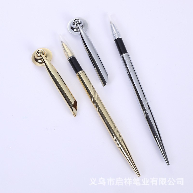 Cross-Border Hot Selling Metal Desk Pen with Printable Logo Office Desk Signature Pen Bank Hotel Creative Event Advertising Pen