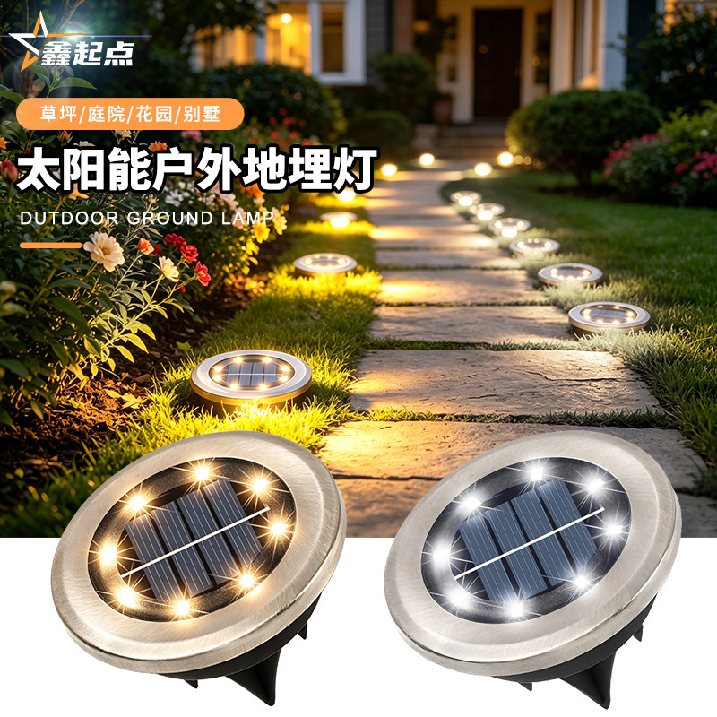 Cross-Border Solar Outdoor Garden Light 8Led Garden Landscape Atmosphere Decorative Light Landscape Lawn Mini Underground Light Cross-Border Solar Outdoor Garden Light 8Led Garden Landscape Atmosphere Decorative Light Landscape Lawn Mini Underground Light