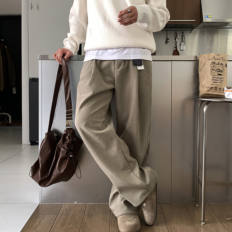 Asclo&Qiao Corduroy Spring Loose Straight Wide-Leg Pants Korean Style High-End Wide-Cut Lazy Floor-Length Casual Pants Asclo&Qiao Corduroy Spring Loose Straight Wide-Leg Pants Korean Style High-End Wide-Cut Lazy Floor-Length Casual Pants
