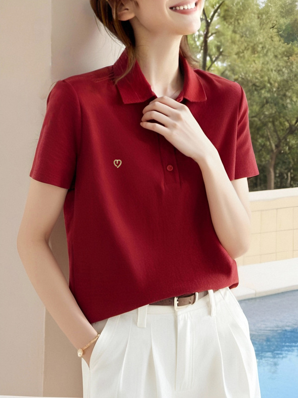 夏半袖poloシャツシンプルファッション減齢polo襟痩せtシャツ小大衆気質2025新型シャツ|undefined