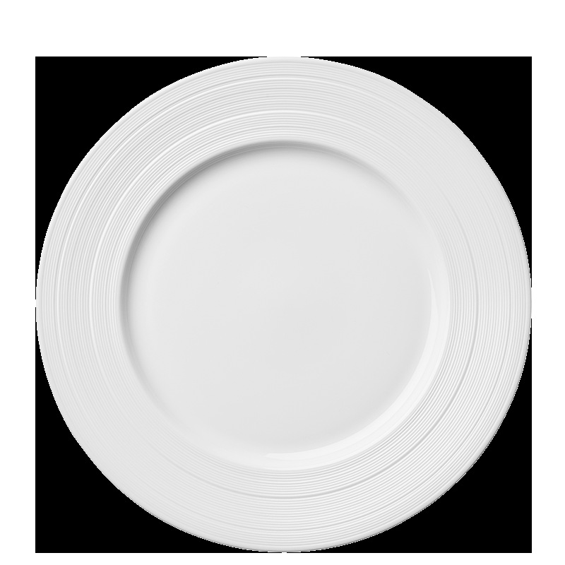 Vajilla occidental de cerámica blanca pura de Manhattan, plato para pasta y carne, taza de espresso y platillo de cerámica transfronteriza Lz.