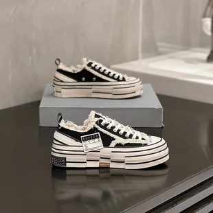 Wu Jianhao's same style beggar's shoes canvas shoes half-support men's shoes women's shoes rough edge trend platform height-increasing casual shoes