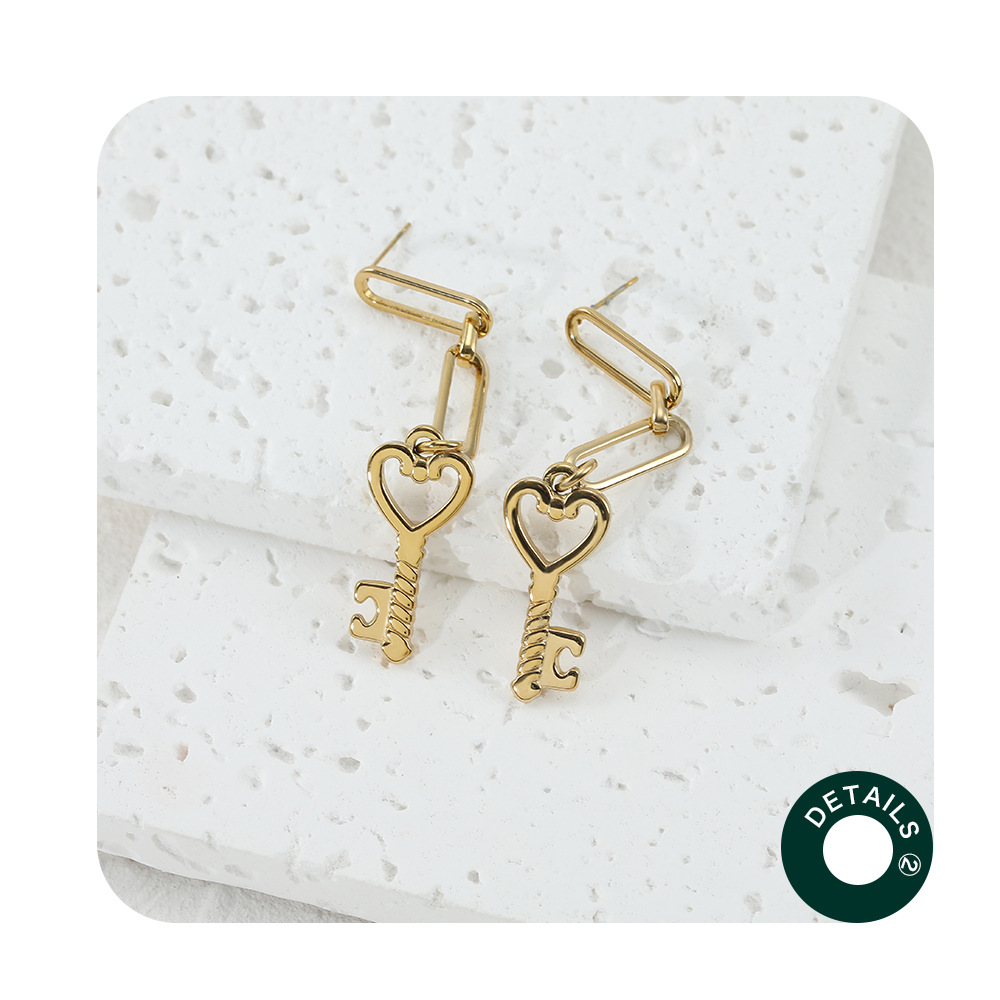 Fashion Key Stainless Steel Earrings Plating Stainless Steel Earrings
