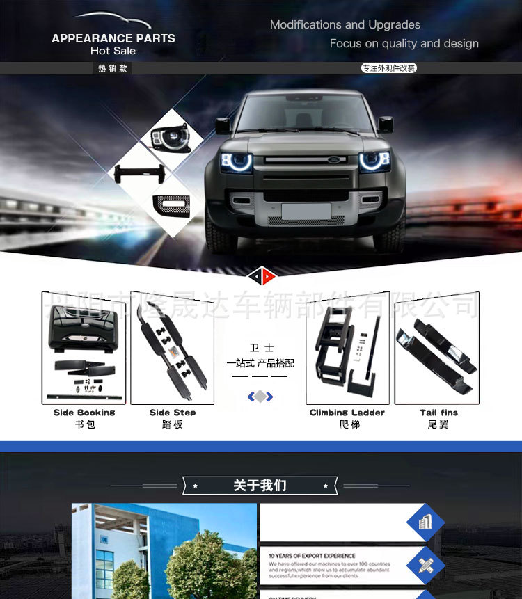 Suitable for the New Defender Tail Pipe 90/110/130 Exhaust Pipe Modified Four-Out Stainless Steel Mechanical Model