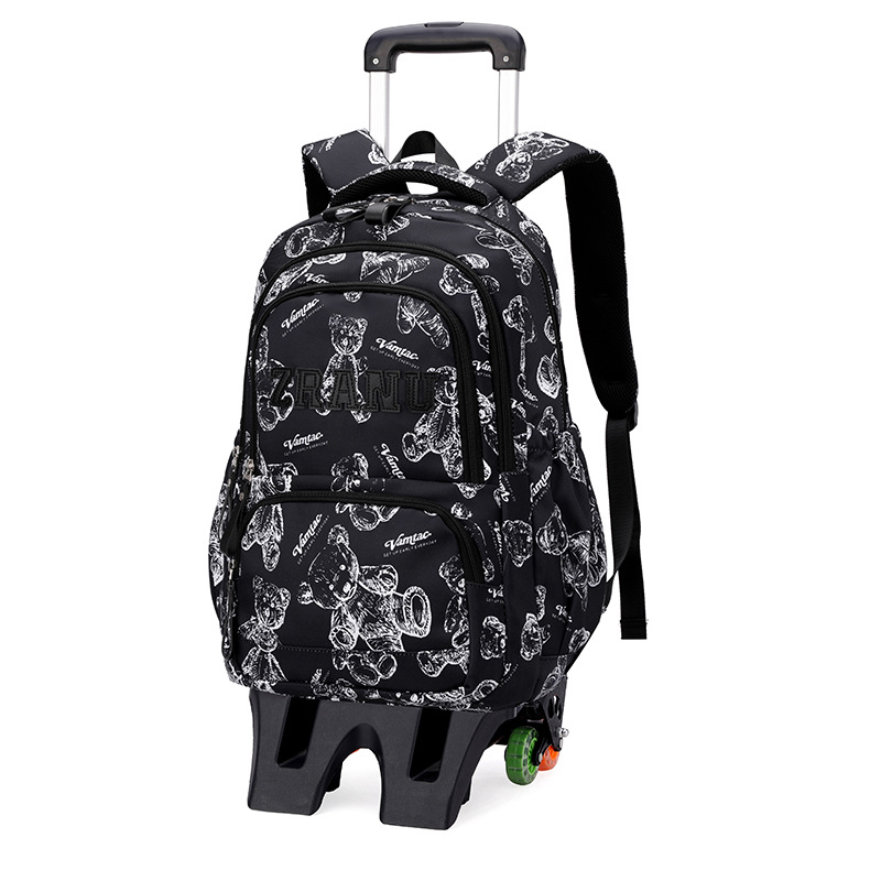 Mochila de pescado natural de alta capacidad para la escuela secundaria, buena bolsa de tirón para reducir la carga, fácil de arrastrar bolsa para subir escaleras