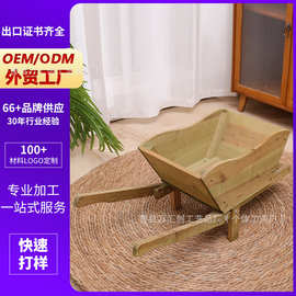 做旧手推花车 婚礼现场装饰摆件厂家 单轮花车多肉种植实木手推车