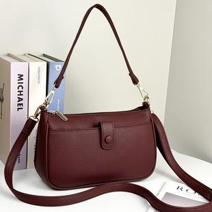 Cross-Border Women's Crossbody Bag 2025 Spring and Summer New High-End Portable Shoulder Bag Fashionable Casual Pure Color Pu Women's Bag