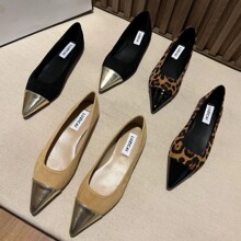 法式小香风尖头平底单鞋2024年新款小众设计感鞋子晚晚配裙子瓢鞋