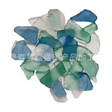大量加工不规则玻璃块磨砂玻璃片彩色海玻璃碎片装饰用海玻璃磨砂