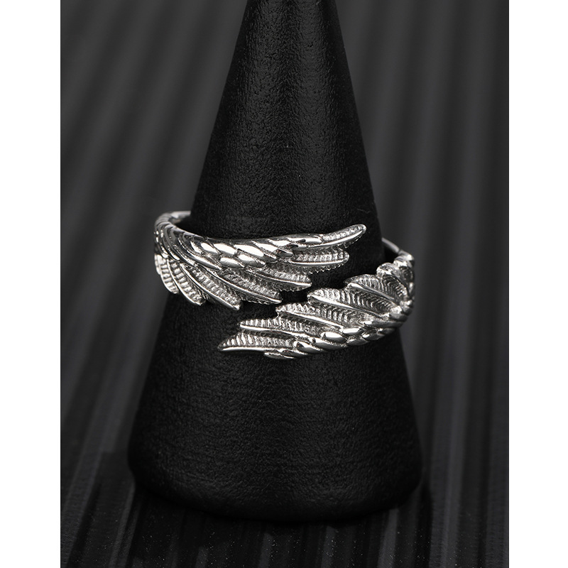 Cross-border Nueva joyería alas anillo femenino 925 plata esterlina nicho diseño personalizado anillo abierto de los hombres anillo de dedo índice
