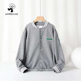 春秋季韩版新款男童运动外套 中大童刺绣贴标棒球服儿童夹克批发