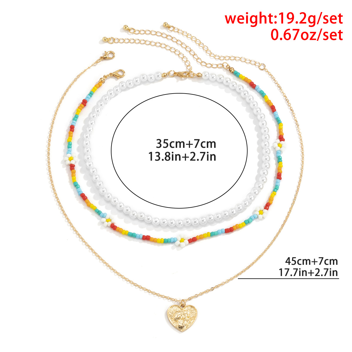 Wholesale Jewelry Heart Shape Pendant Colored Flowers Woven Imitation Pearl Necklace Set Nihaojewelry display picture 7