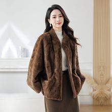 海宁新款真水貂毛皮草外套阔版休闲大版貂皮大衣拼貂批发秋冬