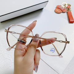 New TR Anti-Blue Light Glasses Women Fashion Internet Celebrity Street Photography Natural Makeup Eyeglasses Frame Clear Lens Slimming Can Be Worn With Myopia 