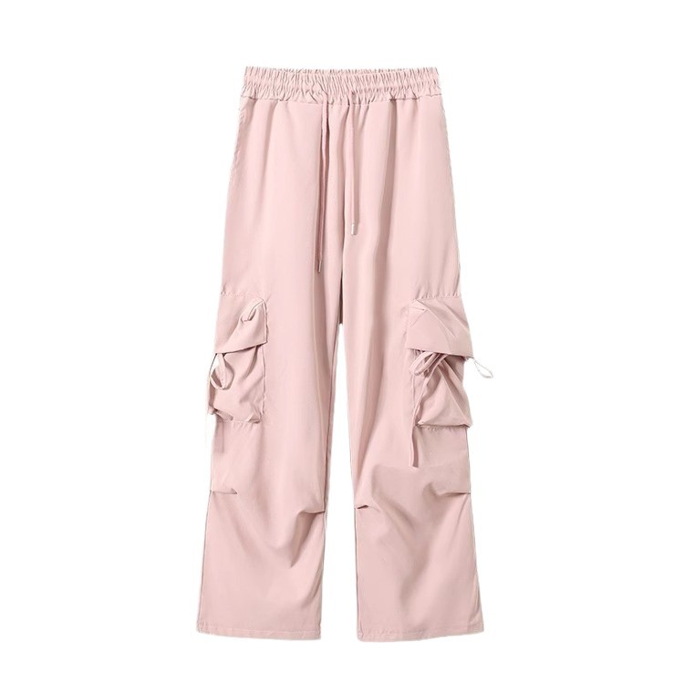 Pantalones Cargo Rectos de Pierna Ancha para Mujer de Poliéster