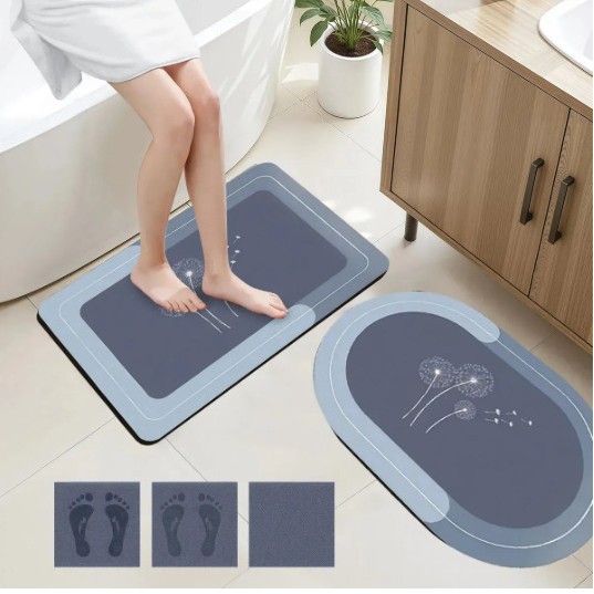Simple alfombra de barro de diatomeas baño antideslizante y resistente a la suciedad tres juegos de almohadillas de suelo baño absorción de agua y secado rápido fábrica mayorista de almohadillas de pies