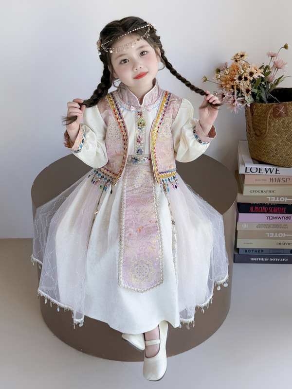 新款2025唐装女童秋季古装国风儿童民族服古风时尚女孩洋气女童裙|undefined