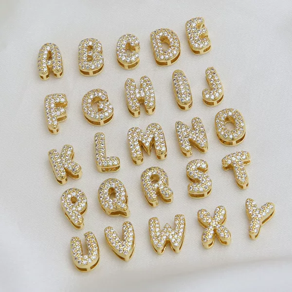 Cross-Border Hot-Selling 18K Brass 3D Cute Balloon Bubble 26-Letter Alphabet Pendant DIY Combination Name Necklace