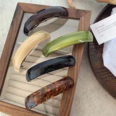 ミルクカレー色の酢酸ヘアクリップ韓国版スプリングクリップ半髪の低い馬尾一字クリップ後頭部飾り髪飾り卸売り