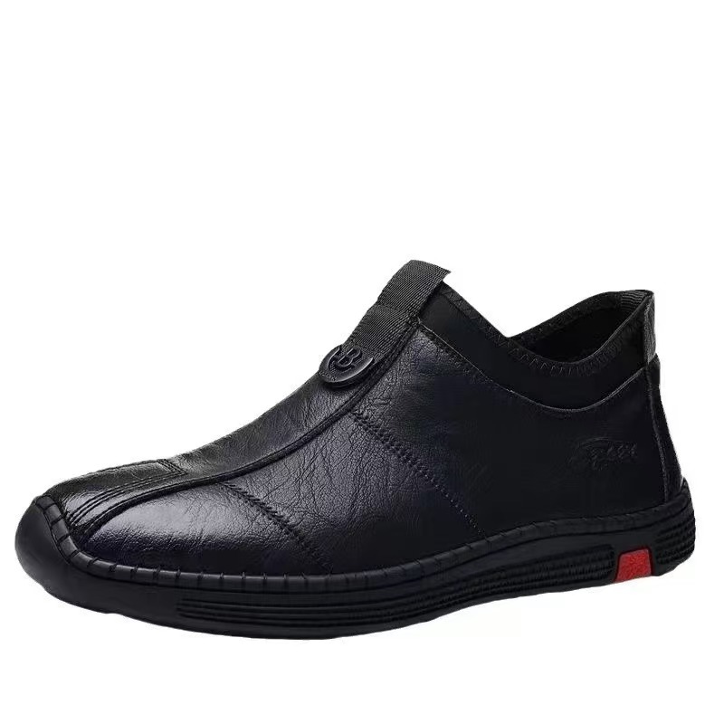 Invierno zapatos casuales de cuero para hombres nuevos zapatos de algodón calientes de terciopelo, zapatos de suela suave, zapatos transpirables, zapatos de papá