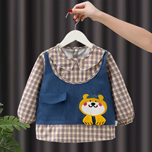 儿童罩衣秋冬防水防脏婴儿男宝宝围裙长袖护衣幼儿园小孩吃饭围兜