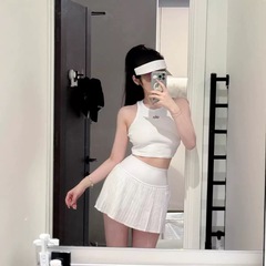 alo フェイクツーピースプリーツスカート女性のヨガフィットネススカート露出防止テニススカートパンツ速乾性 25 夏の新スタイル