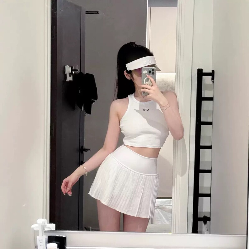 alo フェイクツーピースプリーツスカート女性のヨガフィットネススカート露出防止テニススカートパンツ速乾性 25 夏の新スタイル|undefined