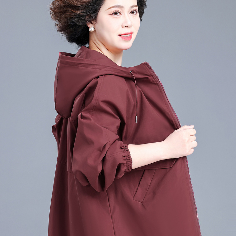 女式休闲防风夹克开衫纯色外套大码中老年女装2025新款春季妈妈装|undefined