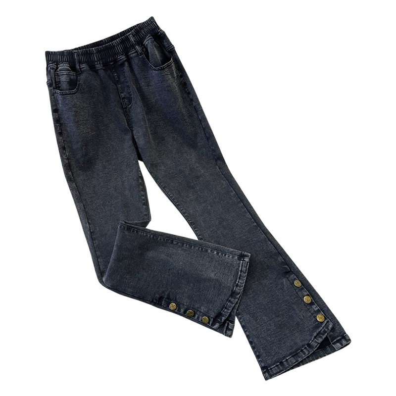 Женские брюки больших размеров 200/300 кг с высокой талией тонкие повседневные свободные тонкие роговые джинсы 3366