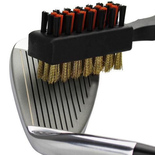 Golf Club Cleaning Brush Short Handle Double-Sided Head Brush Nylon Steel Hair Brush Golf Head Cleaning Tool Factory Wholesale