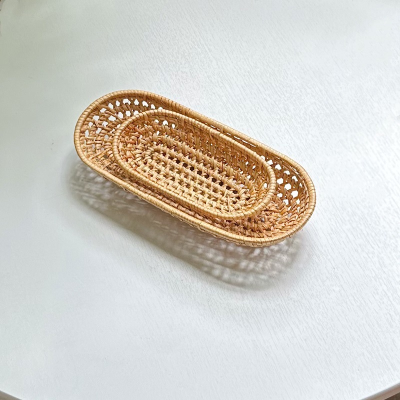 Vietnam de caña trenzada bandeja de fruta cesta trenzada cesta de comida pan