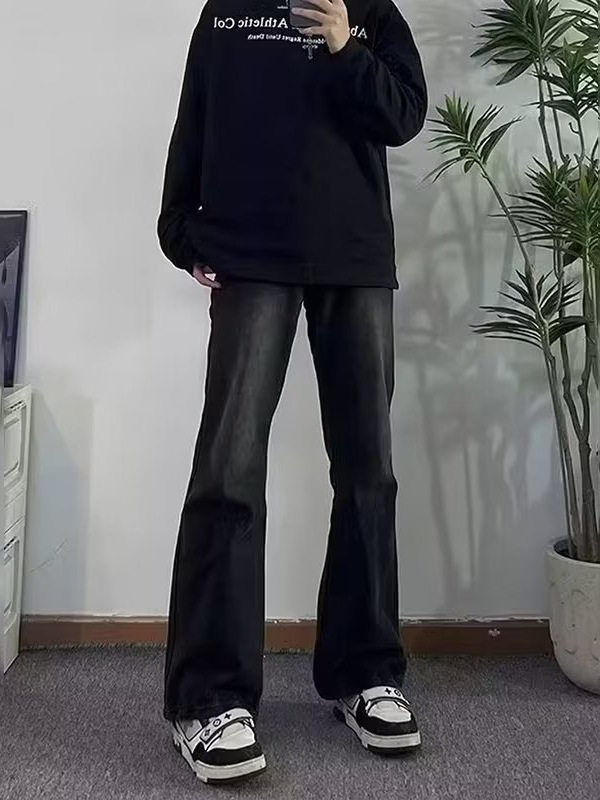 美式微喇牛仔裤男款春秋季高级感裤子潮牌复古宽松显瘦直筒长裤男|undefined