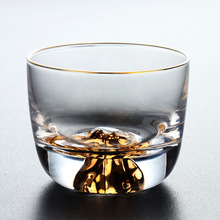 日式金山杯主人杯水晶玻璃功夫茶杯茶具手工藏金品茗杯高檔小杯子