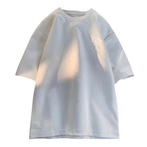 Little Bear T-shirt for Men, Summer Design, Niche American Vintage Suede Fleece Short-Sleeved Top, Loose and Casual T-Shirt