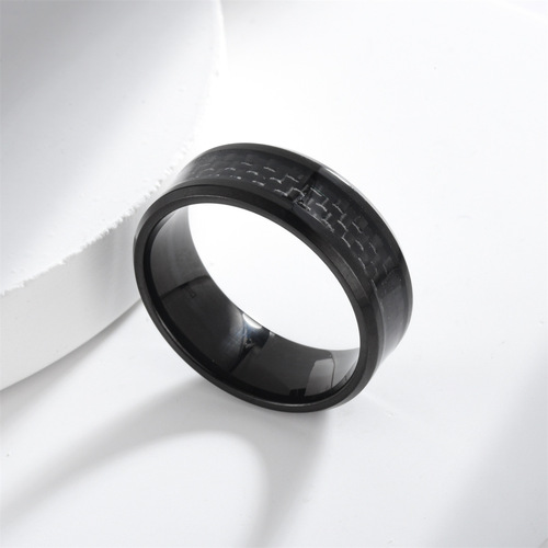 European and American titanium steel men's tail ring cross-border hot selling stainless steel carbon fiber ring wish ring