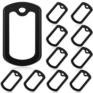Black Silicone Dog Tag Cover, Environmentally Friendly Edible Grade Silicone Rubber Material, Good Toughness and Not Easy to Break Silicone Silencer Ring