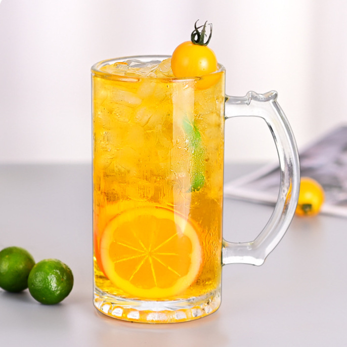 Taza de cerveza Vaso de vidrio grueso Vaso de jugo de vidrio para el hogar de gran capacidad Regalo al por mayor Vaso de cerveza Vaso de agua