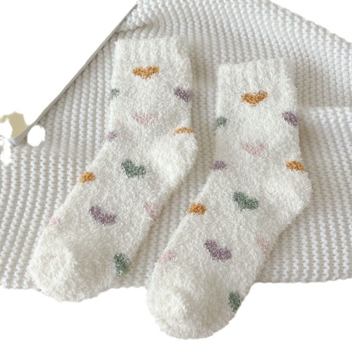 Winter and autumn thickening love warm coral fleece socks terry socks mid-calf socks sleep floor socks factory wholesale