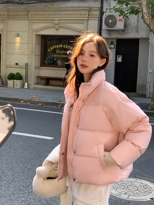 95白鸭绒网红短款羽绒服女冬季2025新款小个子超厚泡芙面包服爆款|undefined