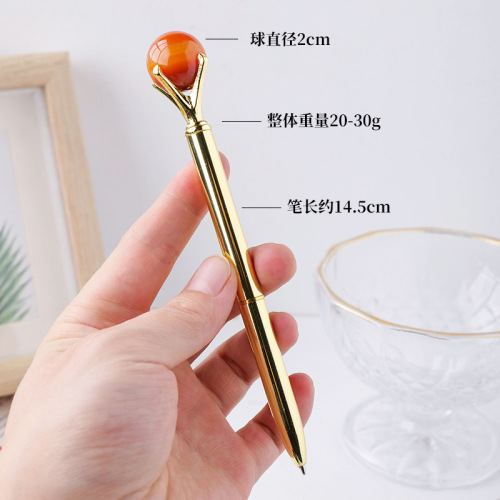 Natural crystal ball pen, crystal ball metal pen, gemstone pen, advertising company signature pen, student office gift