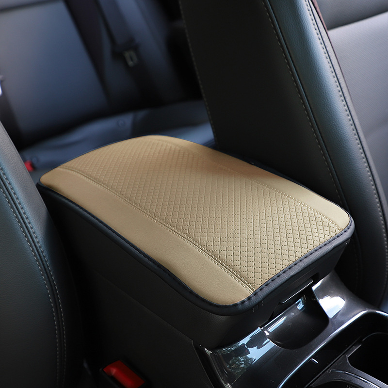 All-season universal armrest box mat, fiber leather embossed, double-stitched, non-slip central armrest box cover mat, Model YL