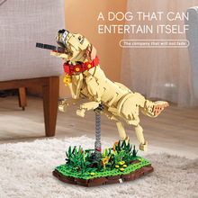 砖悦积木动物系列宠物狗猫咪海龟狮子狼小鸟场景模型拼装玩具礼物