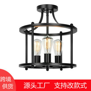 Cross-Border Amazon Retro Iron Art Disassembly Chandelier Industrial Style Restaurant Lamp Balcony Aisle Entrance American Ceiling Lamp