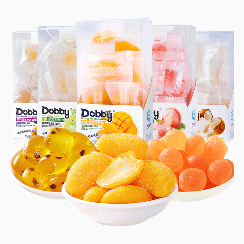 包邮 DobbY哆比110g*2盒爆浆软糖白桃草莓多口味下午茶小吃零食