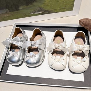 Girls Bow Leather Shoes Spring and Autumn New Shallow Mouth Mary Jane Shoes Princess Soft Sole Stage Shoes Baby Shoes