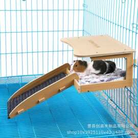 可拆卸仓鼠栖息地木屋带滑梯仓鼠躲避小屋四季通用木质宠物小屋
