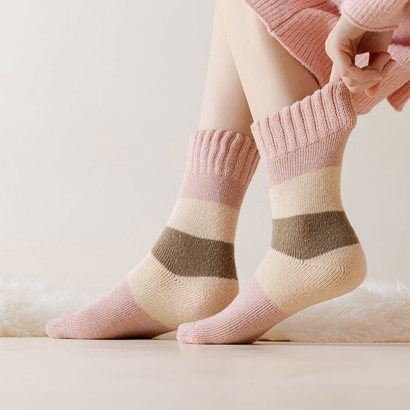 Calzini da donna invernali nuovi calzini tubolari medi calzini caldi calzini asciugamano autunno e inverno calzini casual in cotone calzini rosa calzini da notte_voghion.com